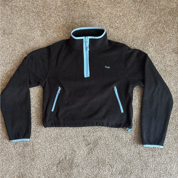 TNA Sweaters - Tna Sno Polar ½ Zip Sweater in black with blue trim small